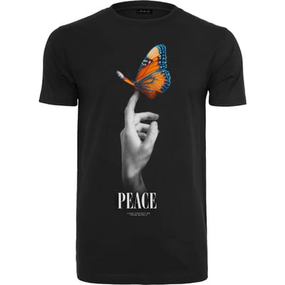 Mister Tee - Peace Butterfly Heren T-shirt - S - Zwart