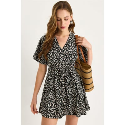 Bloemen V-hals Midi-jurk met Split