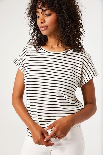 GARCIA Dames Effen T-shirt Zwart Korte mouw