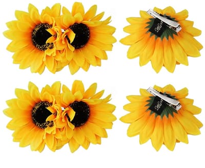 Dailygoods- Haarklem Zonnebloem - 6 Stks - Haarspelden - Bruiloft - Bruidsaccessoires - Styling - Vakantie Decoratie - Haarklip