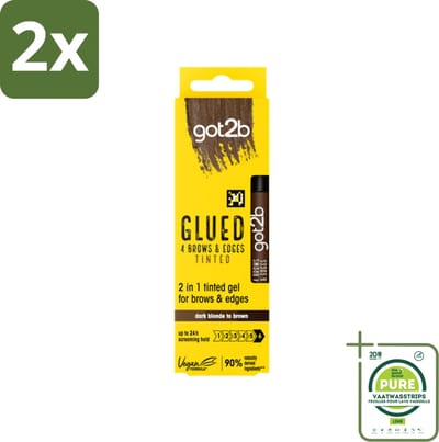 Got2B - 2-in-1 Gel - Brows & Edges Donkerbruin - 16 ml - Voordeelverpakking - 2 stuks - Wenkbrauwen stylen - Haarranden stylen
