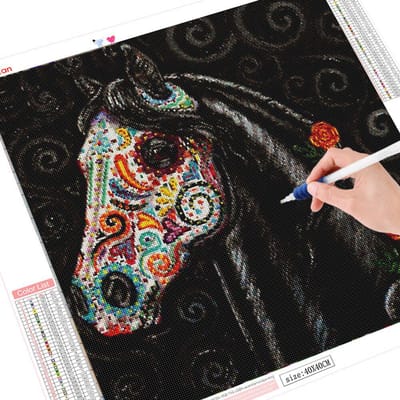 DIY diamant borduurwerk 5D paard volledige ronde diamant schilderij dier 30x30CM gray