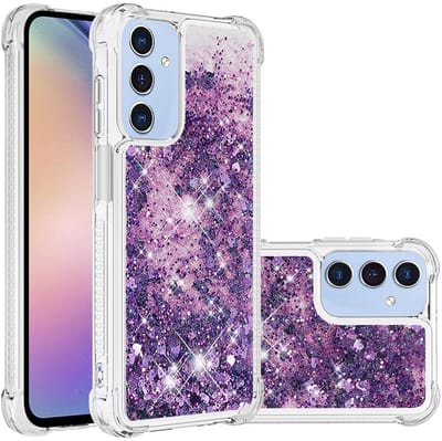 Coverup Hoesje - Geschikt voor Samsung Galaxy A26 Hoesje - Coverup Liquid Glitter Back Cover - Paars