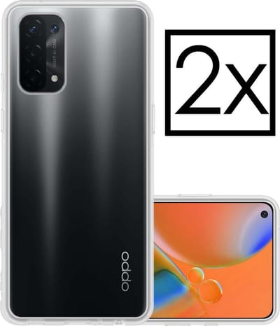 Hoesje - 2 Stuks - Geschikt voor OPPO A74 5G - Sterk & Shockproof - Case Siliconen - Back Cover - Telefoon Hoes - Transparant