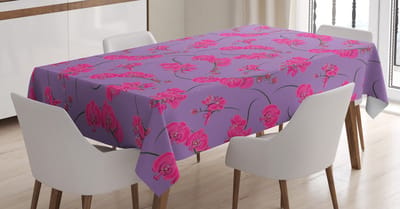 ABAKUHAUS Bloemen Tafelkleed, Sierlijke orchideeën, vlekkebestendig, makkelijk te onderhouden, wasbaar, print met heldere kleuren zonder vervaging, 140 x 200 cm, lichtvioletroze
