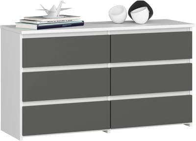 Ladekast CL100 met 6 Lades / AKORD Furniture Factory / Wit - Grafietgrijs / 100 x 57 x 35 cm
