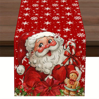 1 st Polka-Dot Sneeuwvlok Ster Kerstman Kerstster Gemberbrood Kerst Tafelkleed voor Keuken Eettafel Decor 150x33cm
