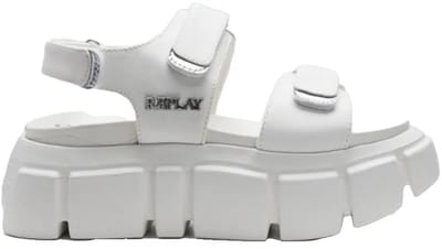 Replay Nusty Velcro Platform Sandalen Wit EU 35 Vrouw