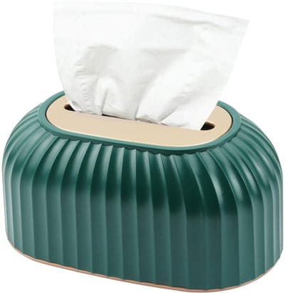 Dailygoods- Tissuehouder Donkergroen - Automatische Tissue Box - Waterdicht - Duurzaam PET - Scandinavisch Design - Veerverhoogde Basis - Tissuebox