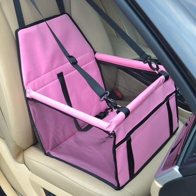 Faseras Luxe Autostoel Hond - Hondenmand Achterbank Auto - Hondenstoel - Reisbench Opvouwbaar - 40 x 32 CM - Roze