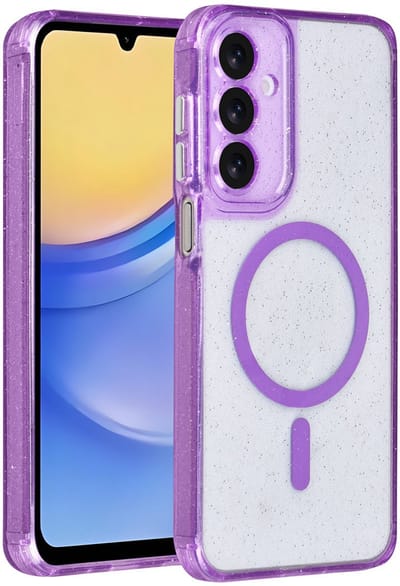 TUNIQ telefoonhoesje voor Samsung Galaxy A15 5G - MagSafe met glitter - Paars