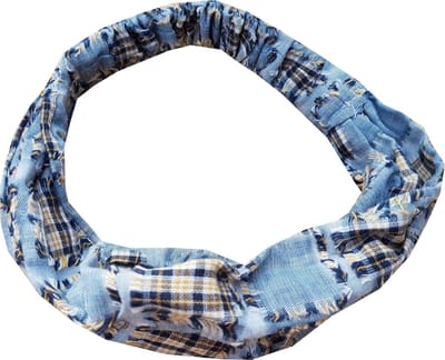 Haarsoires Haarband 3-in-1 - Ruit Patroon - Blauw Geel - Comfortabel Jersey - Casual & Sportief