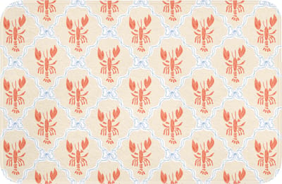WC mat 60x40 cm - Antislip - Kreeft - Geel - Patroon - Toiletmat - Vloermat - Douchemat - Toilet tapijt - Toiletmatten