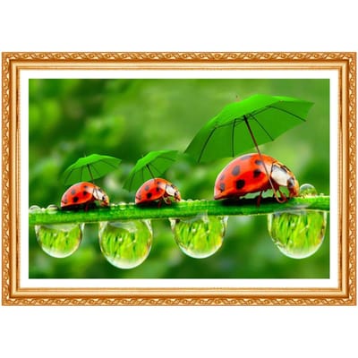 Broderie 5D bricolage diamant peinture coccinelle et feuilles vertes diamant peinture point de croix strass 20X30CM green