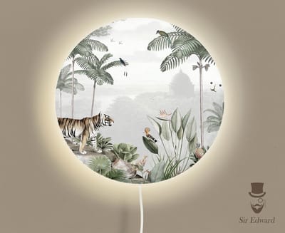 Wandlamp rond Tropical Tiger Sir Edward-sfeerverlichting-kinderkamer-jungle-wandverlichting-tijger