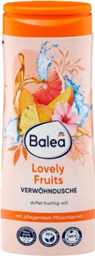 Zomer Douchegel Lovely Fruits - Balea Douchegel | 1x 300 ml | Vegan Douchegel met zomerse Fruitgeur - Met perzikpitolie - Siliconenvrij