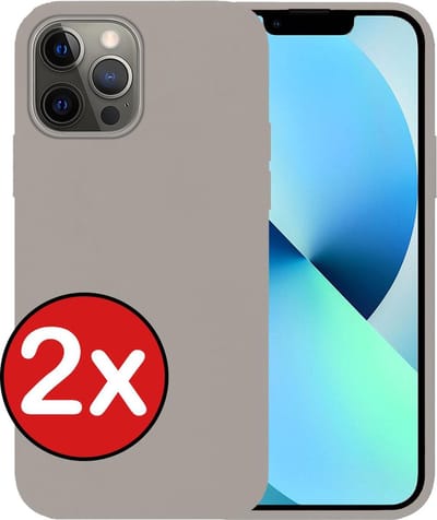 Hoesje - 2 Stuks - Geschikt voor Apple iPhone 13 Pro Max - Sterk & Shockproof - Telefoonhoes - Back Cover - Case Siliconen - Telefoon Hoes - Grijs