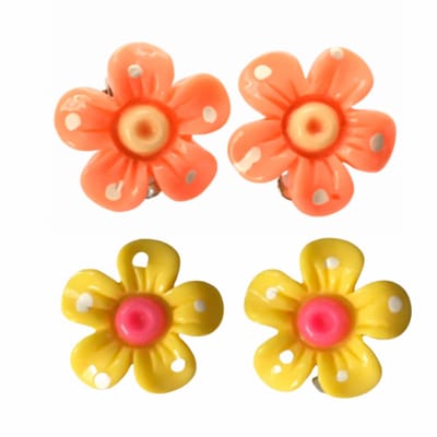 2-Paar-Clip oorbellen-Sunny -geel -oranje-geen gaatje- Charme Bijoux