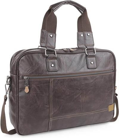 Laptop tas 15.6 inch kunstleer - gepolsterd vak - binnenvakken - handvat - trolley achterzak