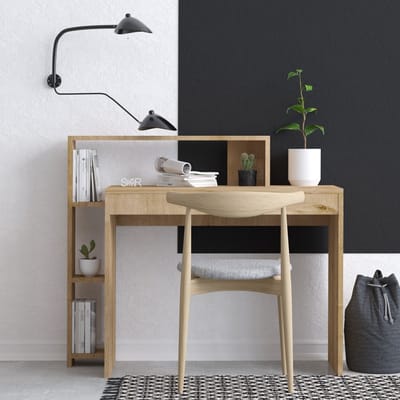 Consolebureau met opbergruimte - Kleur: naturel - JEMILA L 117 cm x H 95 cm x D 45 cm