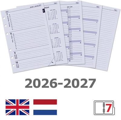 Kalpa 6207-26-27 210 x 144 mm A5 6 Ringband Inzetstukken 1 Week per 2 Paginas 2026 2027