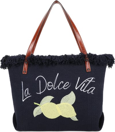 Ines Delaure - Strandtas/shopper/weekendtas - la dolce viate - met ritssluiting - blauw