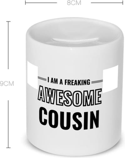 Akyol - i am a freaking awesome cousin Spaarpot - Neef - de meest geweldigste neef - verjaardagscadeau - verjaardag - cadeau - cadeautje voor neef - neef artikelen - kado - geschenk - gift - 350 ML inhoud