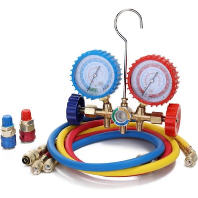 3-weg koelmiddelmeter AC-diagnosespruitstuk Freon-meterset voor R134A R12 R22 R502-koelmiddelen veelkleurig