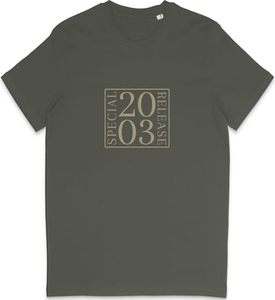 T Shirt Heren Dames - Geboortejaar 2003 - Tekst: Speciale Uitgave - Khaki Groen - Maat S