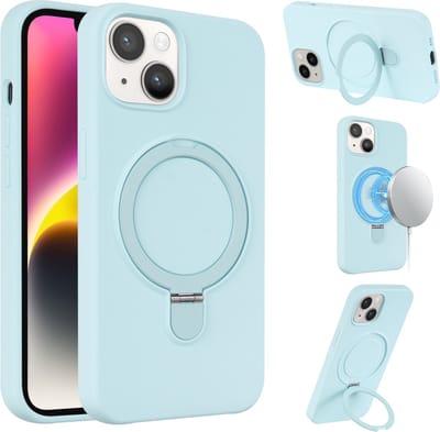Multimedia & Accessoires Magsafe TPU Siliconen Backcover Case Hoesje met Stand geschikt voor Apple iPhone 15 – Blauw - Telefoonhoesje – met Stand – met MagSafe