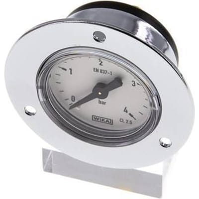 0..4 Bar Paneelmontage Manometer Staal/Messing 40 mm Klasse 2.5 (Voorflens) - MW0440SH-FP