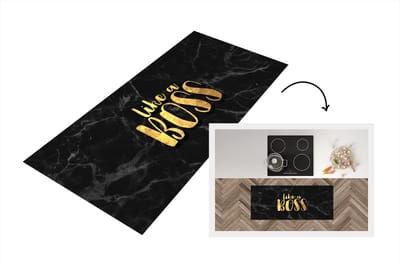 Keukenloper - Loper keuken - Quote - Boss - Goud - Marmer - 120x50 cm - Keukenloper vinyl