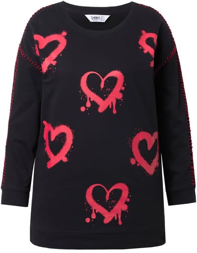 Angel of Style - Dames - Sweatshirt loose fit neon harten - Zwart - Maat 42