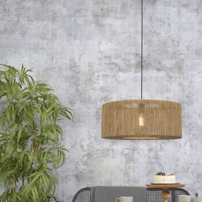 GOOD&MOJO Hanglamp Iguazu - Jute - Recht - Ø60cm - Scandinavisch,Bohemian - Hanglampen Eetkamer, Slaapkamer, Woonkamer