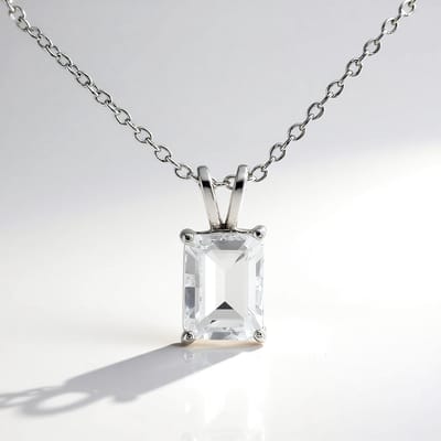 Cavill - Zilveren halsketting 925 Sterling Zilver - 1,08 ct Witte Topaas Nigeria Achthoek Trapgeslepen - Elegante dames ketting 45,7 cm