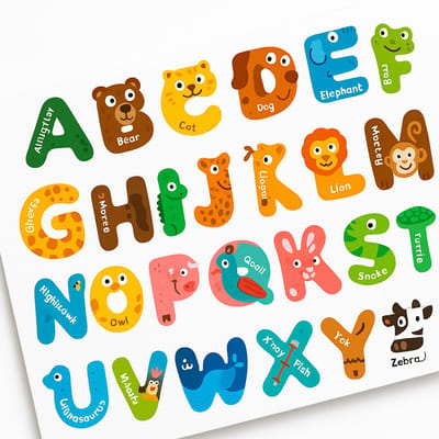BOTC Thick Alphabet Magnets - 26 stuks - Dieren Kleurrijke ABC Magnetische Letters - Peuters Kleuters Leren Spelling