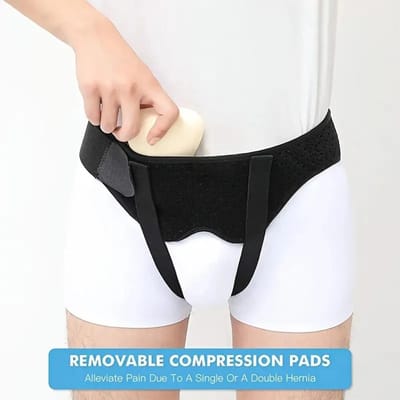 Ceinture Herniaire Yanbiguo Pour Support Inguinal Simple Double Hommes Femmes Sangle de Récupération Avec 2 Coussinets de Compression M noir