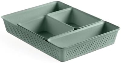 PromoHome Set van 5 Opbergdozen (Slim, A4, A5, A6) - Duurzaam Gerecycled Materiaal - Groen