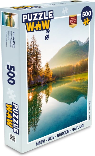 Puzzel Meer - Bos - Bergen - Natuur - Zon - Landschap - Legpuzzel - Puzzel 500 stukjes