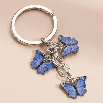Leuke sleutelhanger kleurrijke vlinder sleutelhanger vliegende dieren sleutelhangers voor vrouwen meisjes handtas accessoires handgemaakte sieraden paars