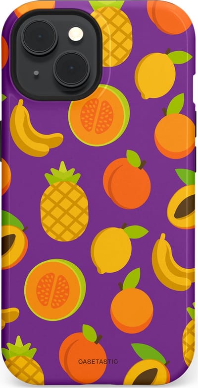 Casetastic Hoesje Geschikt voor Apple iPhone 15 Magsafe - Stijlvolle Beschermende Duo-layer Case - Tropisch Fruit Feest