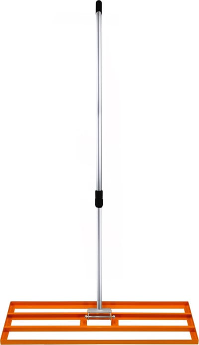 T-MECH Gazon Leveler - Nivellering Hark 100 cm - Verstelbaar Handvat: 1.20 tot 1.90 m - Comfortable Handgreep - Oranje