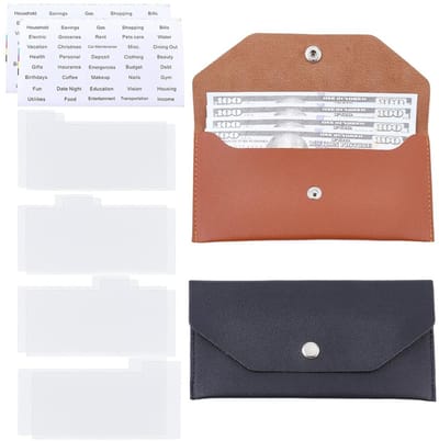 Dailygoods - 2 bankbiljetten van PU-leer in verschillende kleuren, 2 herbruikbare vakken voor portemonnee, opbergtas voor bankbiljetten, retro tas voor mannen en vrouwen, zakenreizen
