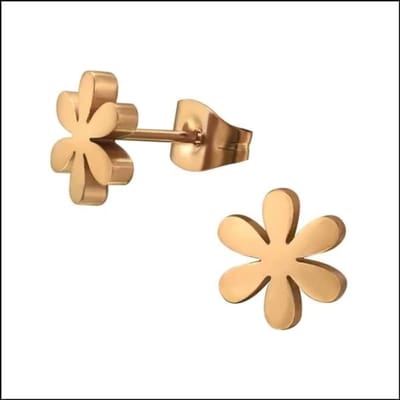 Aramat Jewels | Oorbellen | Stalen Oorbellen Bloem - Perfect Cadeau! | Bloem-Rosékleurig-8mm | |7mm | Staal | Volwassenen | Verkleurd niet