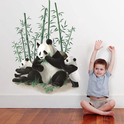 Dailygoods- Muurstickers Panda - Wanddecoratie Kinderen - Muurstickers Kinderen - Muurstickers Slaapkamer - Muurstickers Woonkamer - Veilig Vinylmateriaal