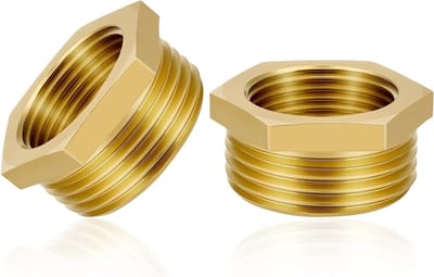 1/2 naar 3/4 Inch Reducer Adapter, 2 Stuks Messing Draadadapters, G1/2 naar G3/4 Hexaansluiting, Verbindingsstukken voor Pijpen en Tuinslangen