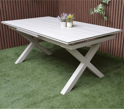 Tuintafel Monte Carlo Warm Wit 180-240cm Uitschuifbare Eettafel - J4477W