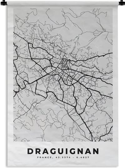 Wandkleed - Wanddoek - Plattegrond – Draguignan – Stadskaart – Kaart – Frankrijk - 120x180 cm - Wandtapijt