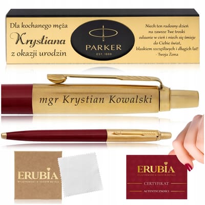 Luxe Parker Jotter Kugeltrekker, 24 karaats goud, rood, met gravure