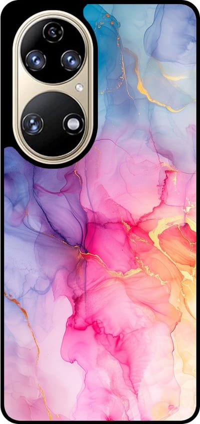 Smartphonica Telefoonhoesje Geschikt voor Huawei P50 met marmer opdruk - TPU backcover case marble design - Regenboog geschikt voor Huawei P50